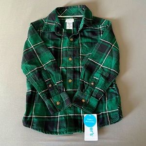 NWT Carters Green Plaid Toddler Top 3T